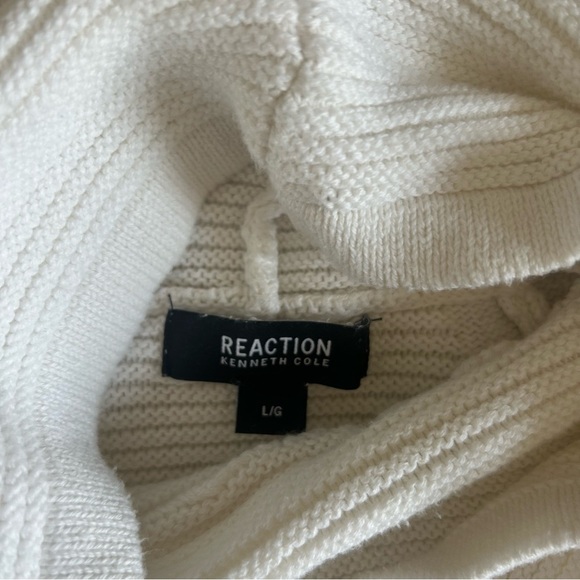 Womens Large Kenneth Cole Reaction 100% Cotton White Cowl Neck Sweater - Picture 2 of 6